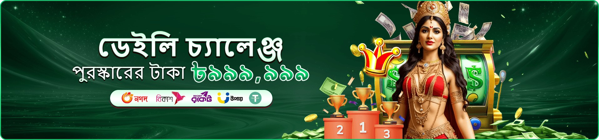 মোবাইল স্লট ইন্টারফেসের প্রচার চিত্র — রিল ও বাজি বোতামের বিন্যাস